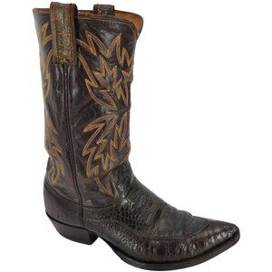 Vintage Preban Sea Turtle Exotic Justin Cowboy Boots Mens 8.5 Brown Western 9020